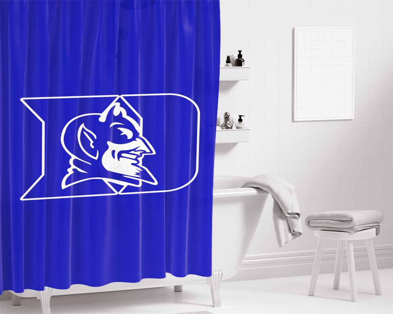 Duke Blue Devils Logo Bathroom Shower Curtain Fabric Waterproof | 66 X 72 Inch