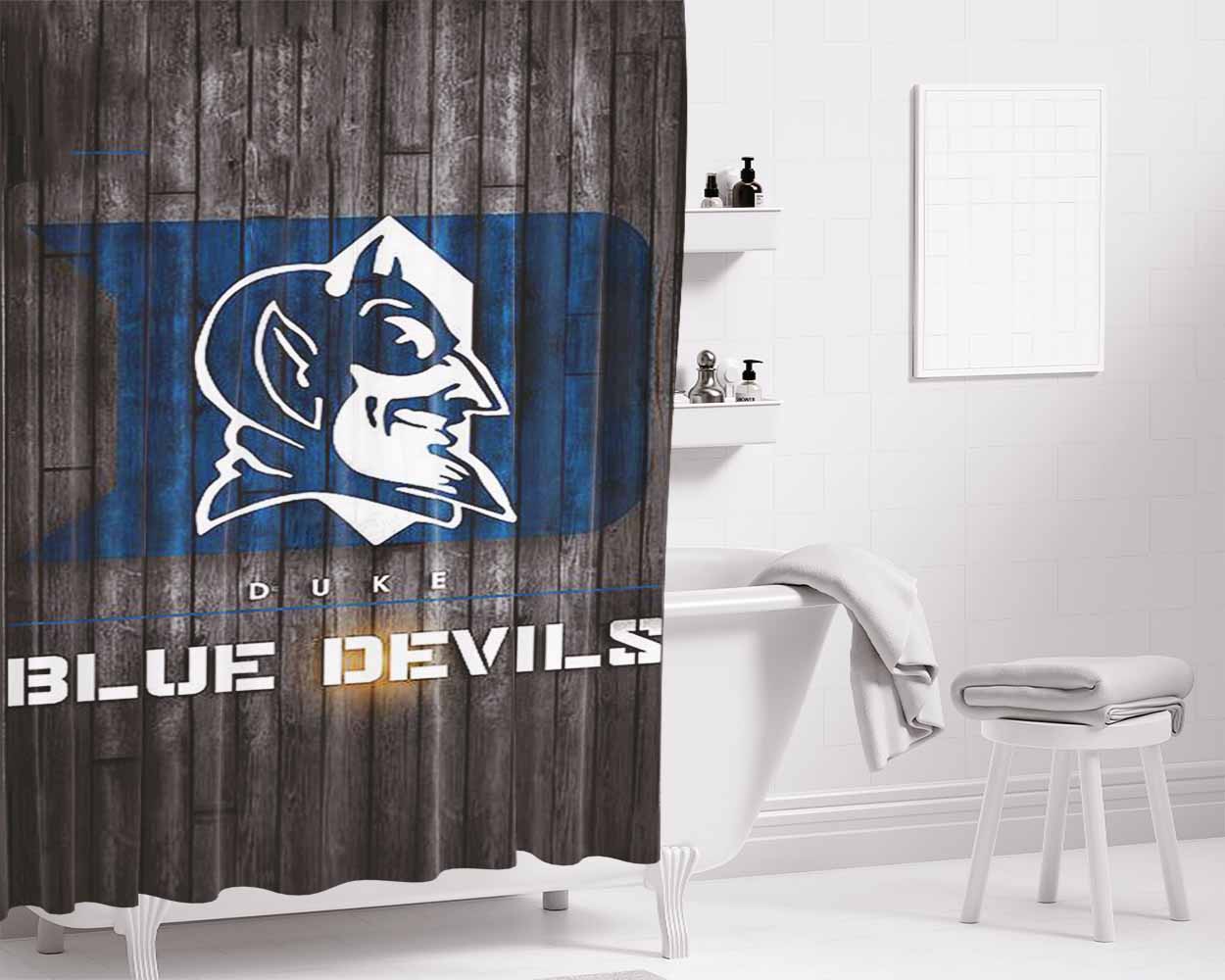 Duke Blue Devils Logos Bathroom Shower Curtain Fabric Waterproof | 66 X 72 Inch