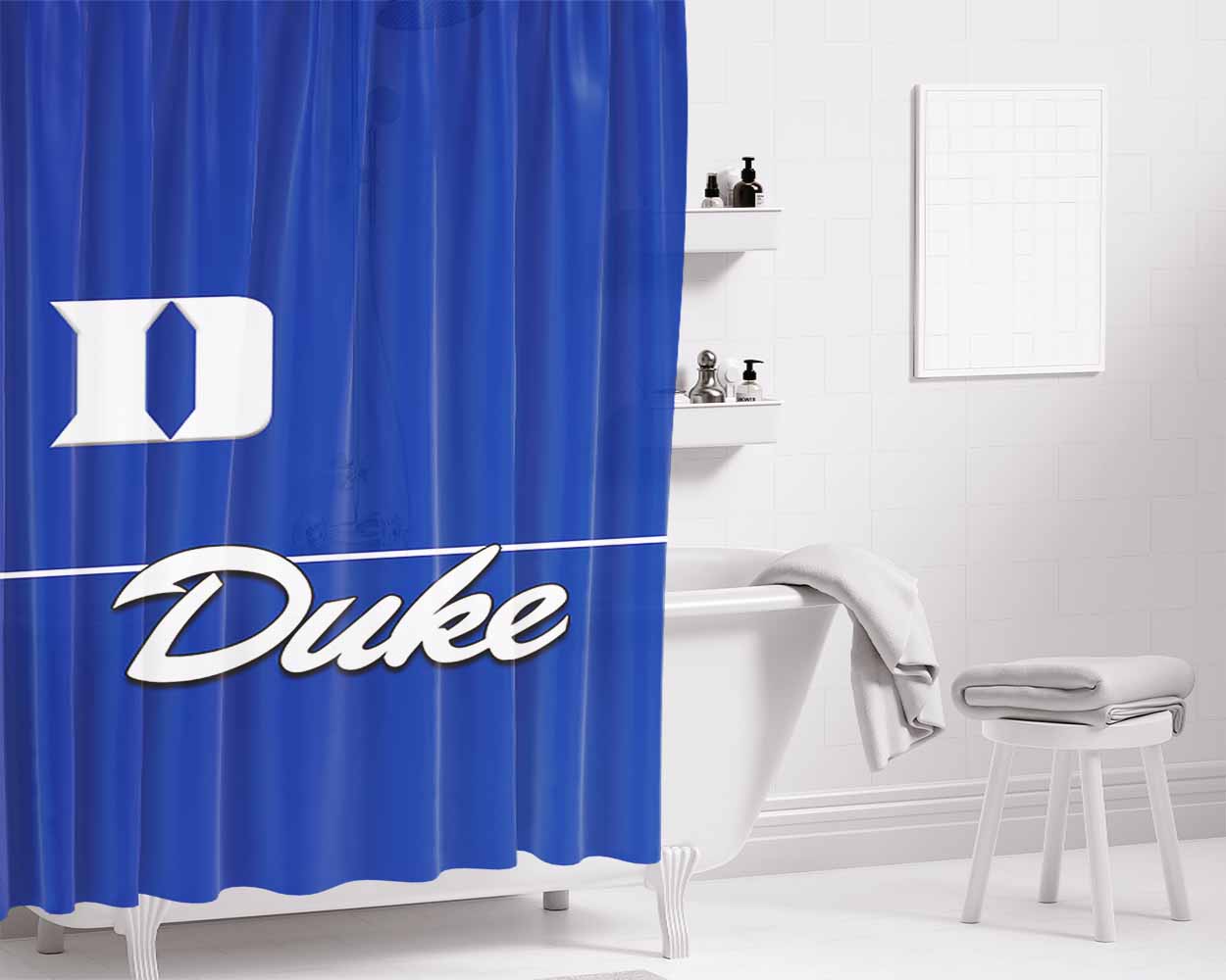 Duke Blue Devils Minimalist Wallpaper Bathroom Shower Curtain Fabric Waterproof | 66 X 72 Inch
