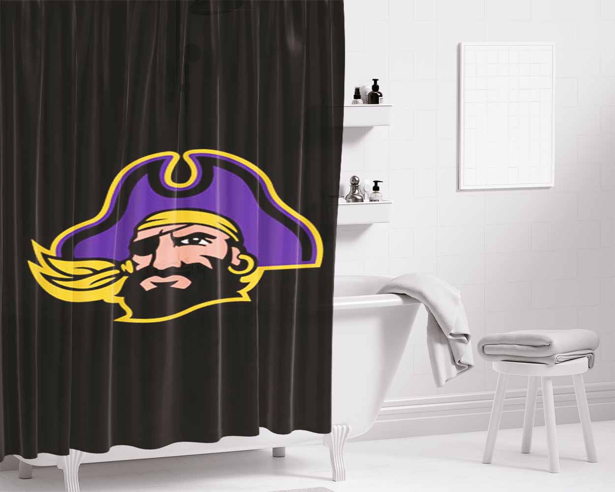 East Carolina Pirates Logo Bathroom Shower Curtain Fabric Waterproof | 66 X 72 Inch
