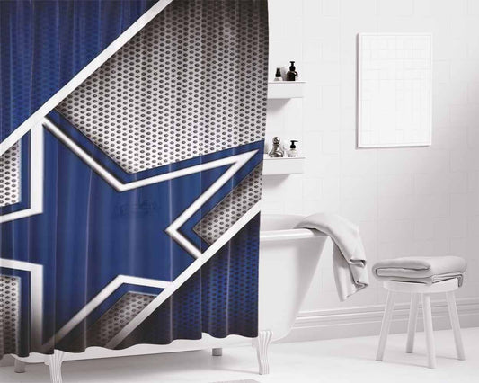 Fiber Blue Star Dallas Bathroom Shower Curtain Fabric Waterproof | 66 X 72 Inch