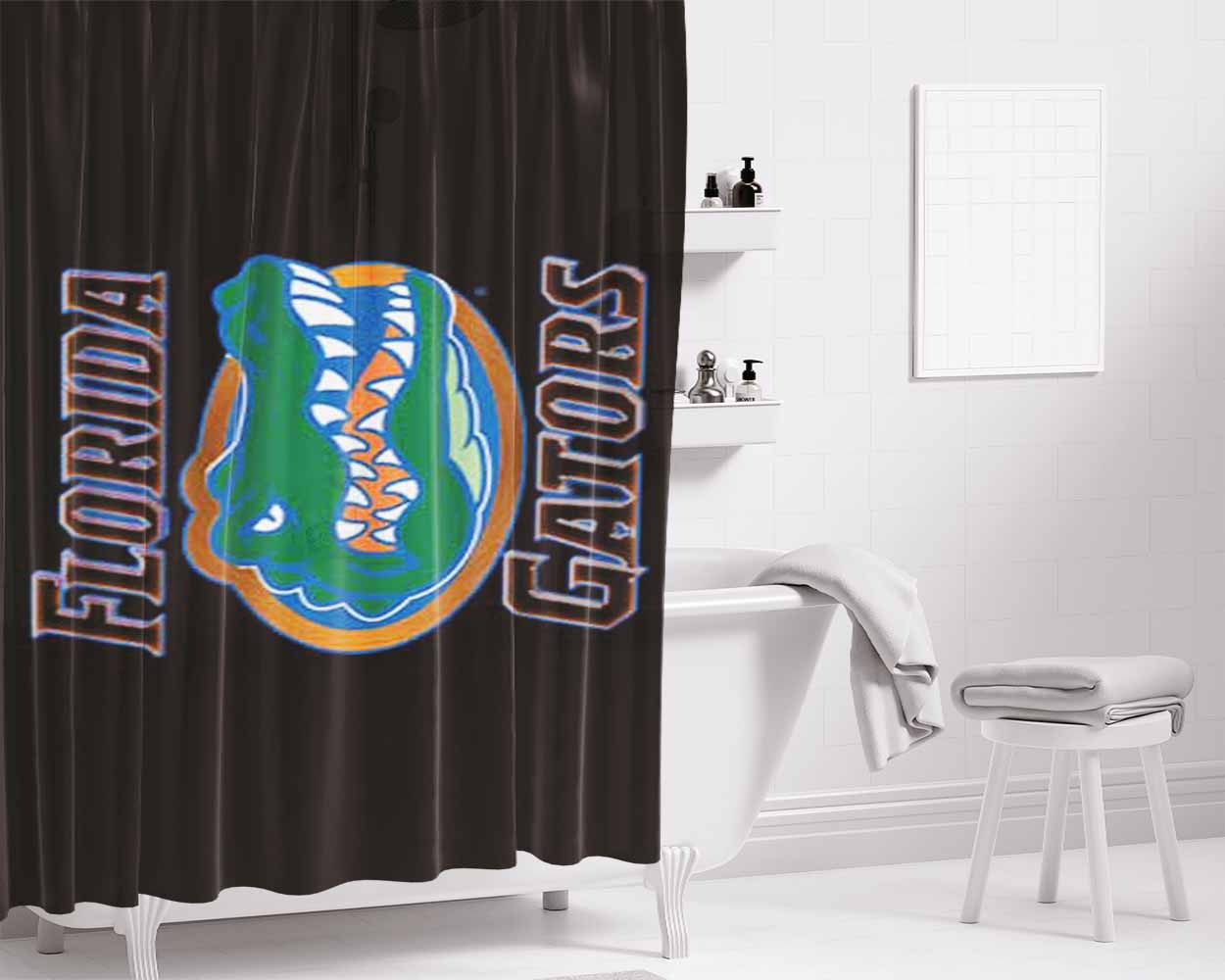 Florida Gators Black Fade Logo Bathroom Shower Curtain Fabric Waterproof | 66 X 72 Inch