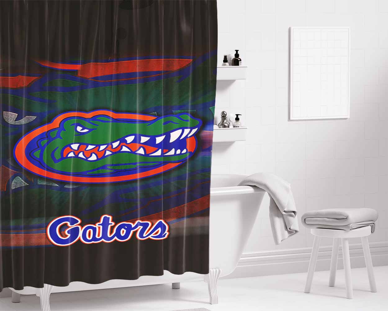 Florida Gators Logo 7 Bathroom Shower Curtain Fabric Waterproof | 66 X 72 Inch
