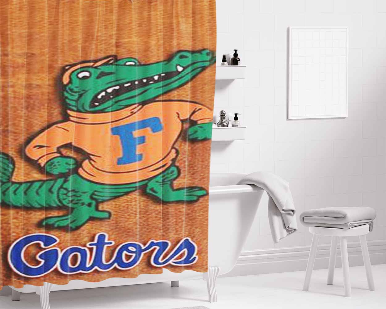 Florida Gators Bathroom Shower Curtain Fabric Waterproof | 66 X 72 Inch