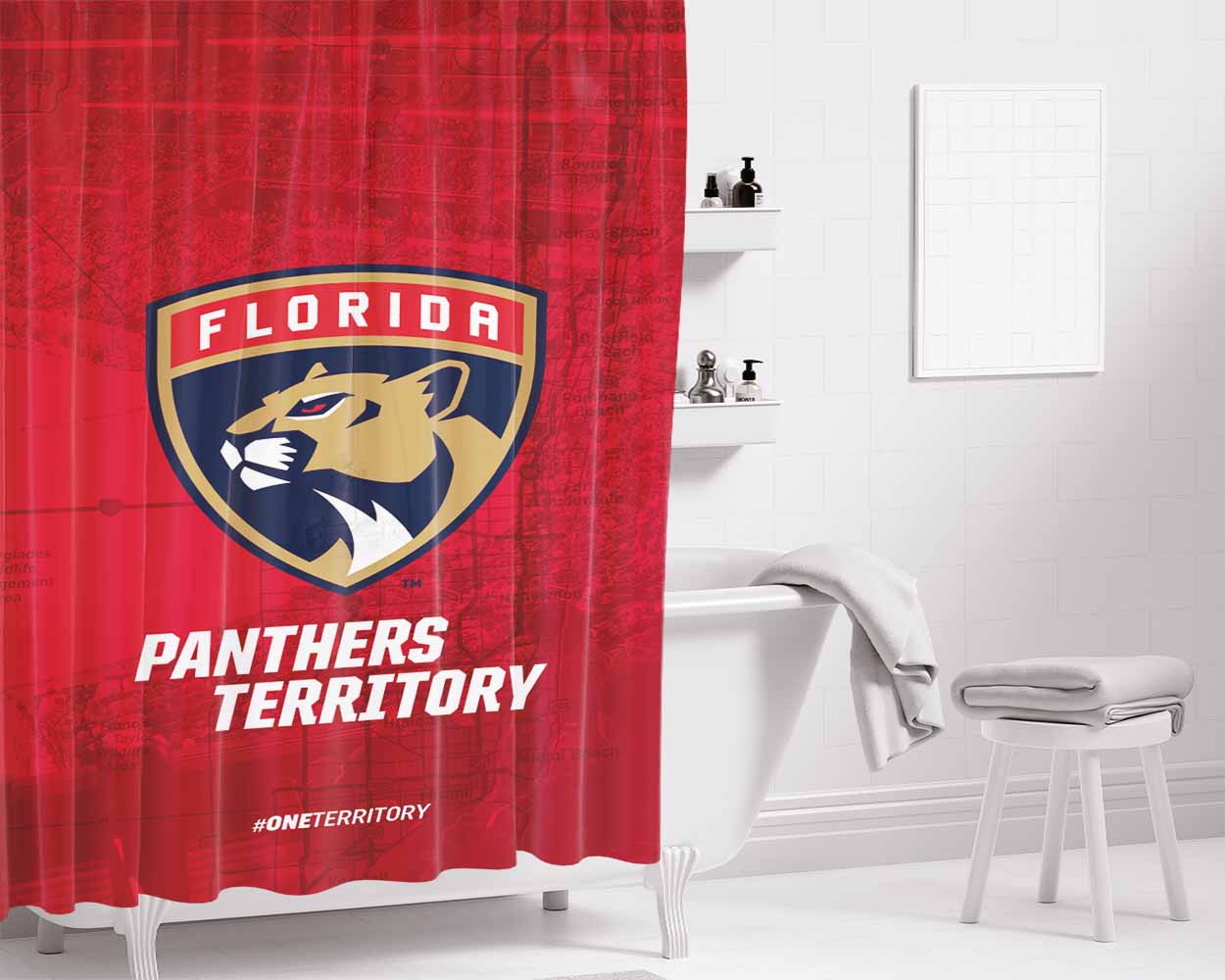Florida Panthers Territory Bathroom Shower Curtain Fabric Waterproof | 66 X 72 Inch