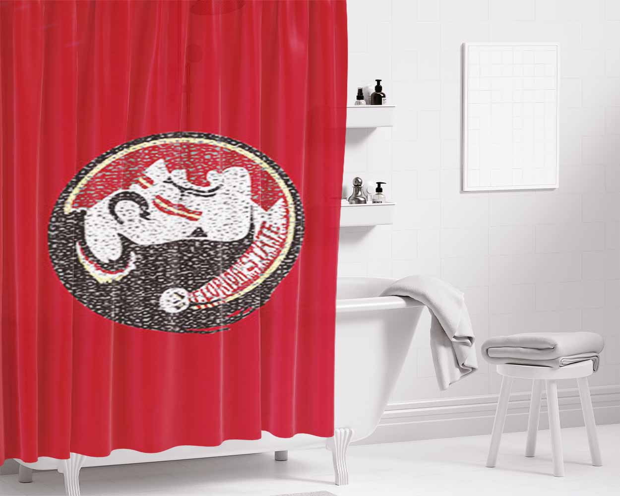 Florida State Seminoles Logo Bathroom Shower Curtain Fabric Waterproof | 66 X 72 Inch