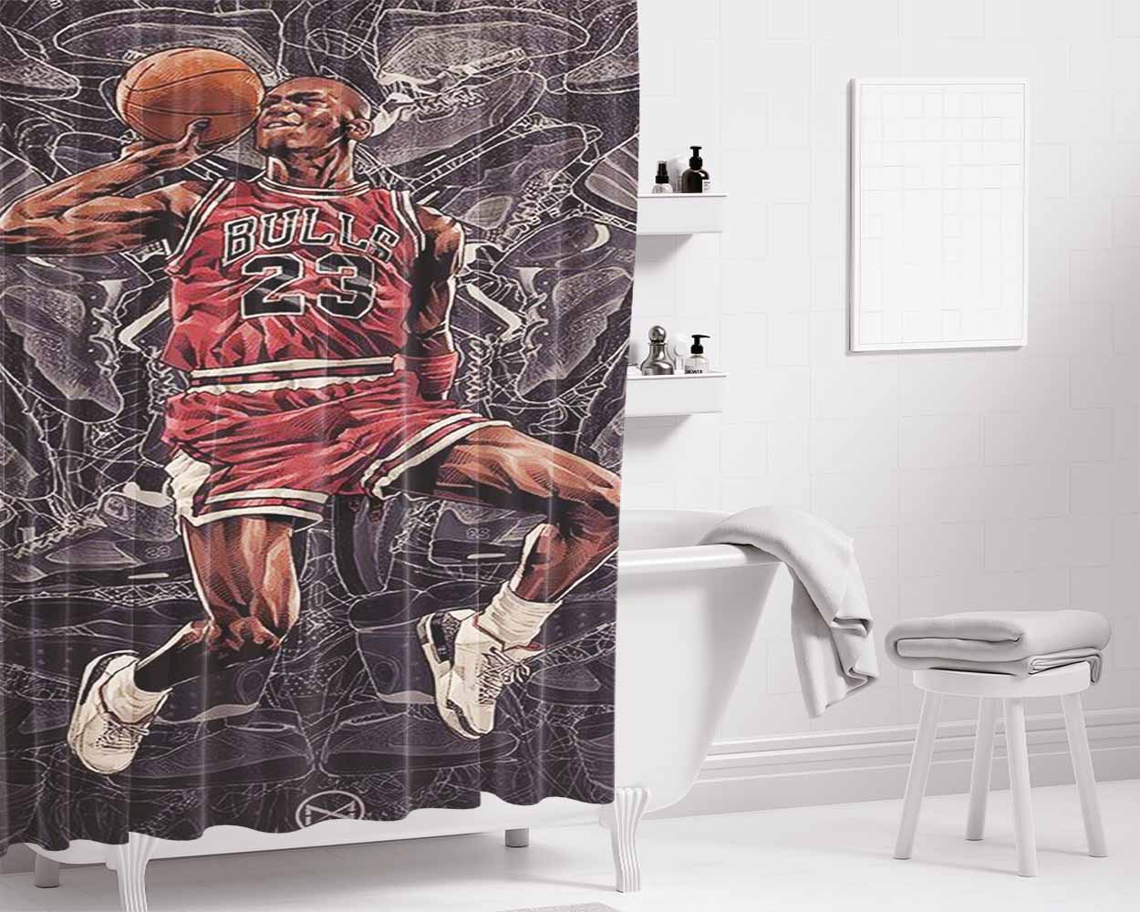 Fly The Legend Jordan Chicago Bathroom Shower Curtain Fabric Waterproof | 66 X 72 Inch