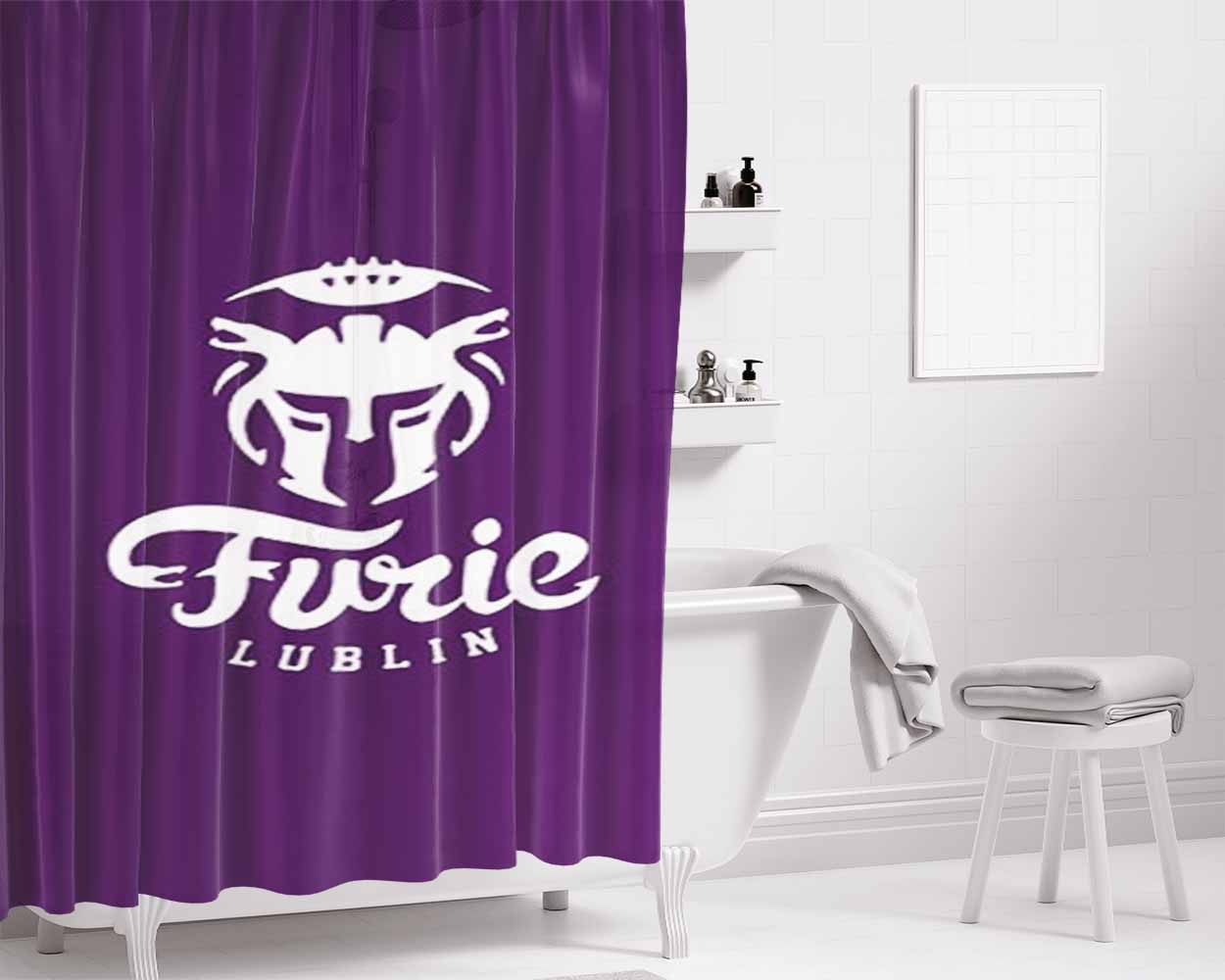 Furie Lublin Logo Purple Bathroom Shower Curtain Fabric Waterproof | 66 X 72 Inch
