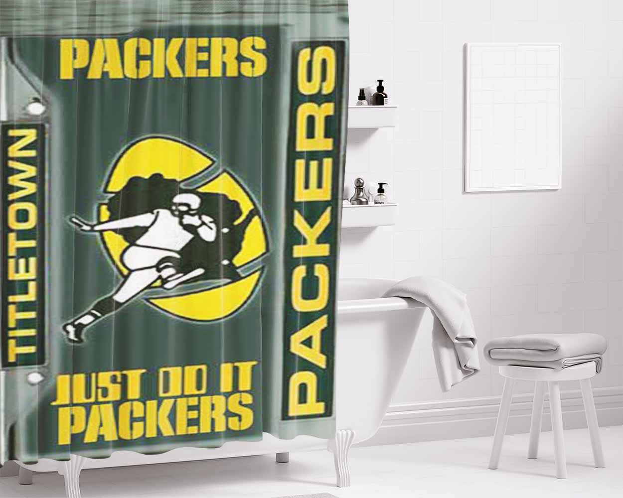 Gb Packers License Plate Collage Bathroom Shower Curtain Fabric Waterproof | 66 X 72 Inch