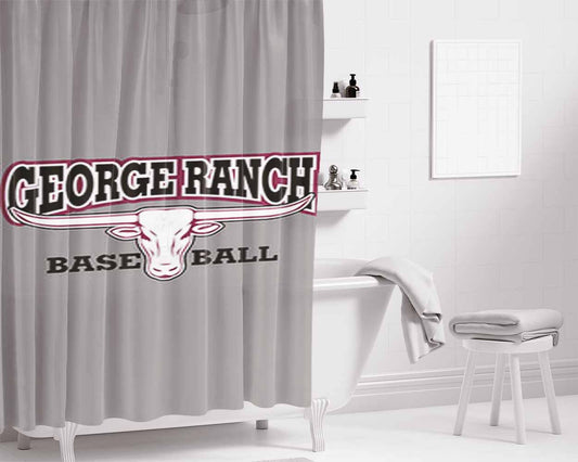 George Ranch Baseball Logo Gray Bathroom Shower Curtain Fabric Waterproof | 66 X 72 Inch