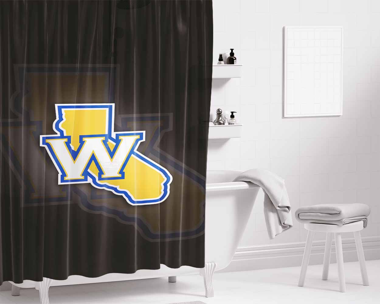 Golden State Warr Bathroom Shower Curtain Fabric Waterproof | 66 X 72 Inch