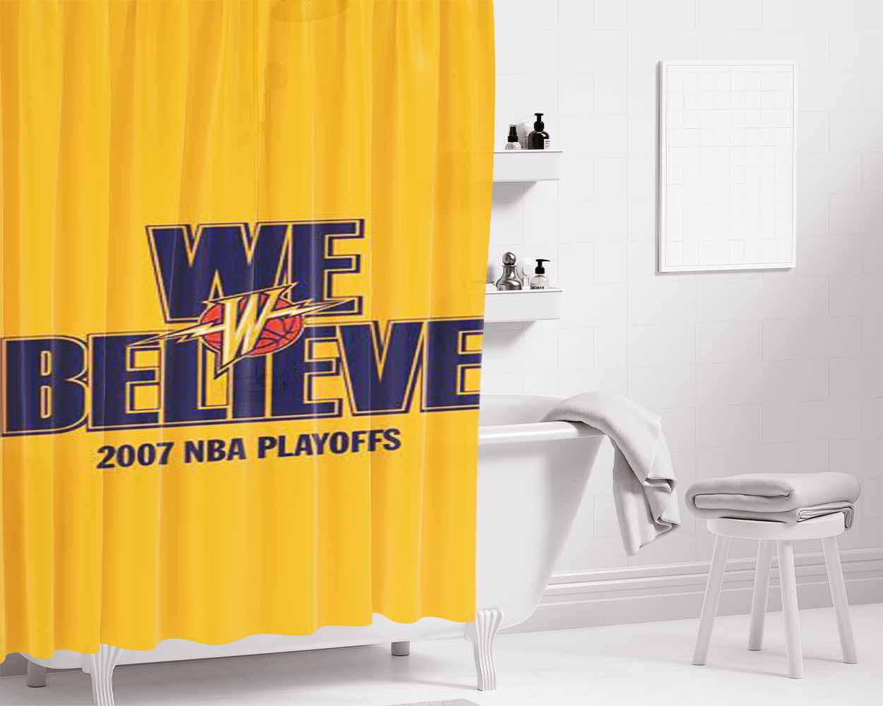 Golden State Warrors We Believe Semifinals 2017 Bathroom Shower Curtain Fabric Waterproof | 66 X 72 Inch