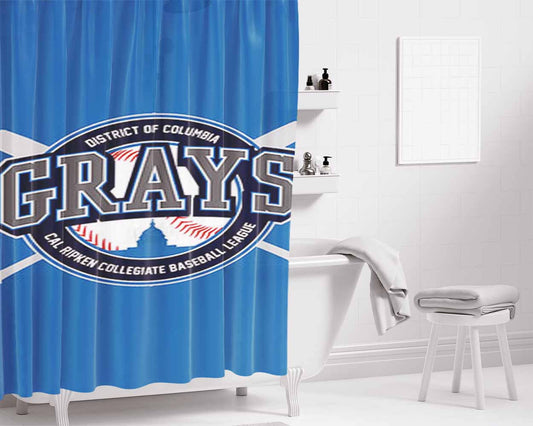 Grays Baseball Logo Blue Bathroom Shower Curtain Fabric Waterproof | 66 X 72 Inch