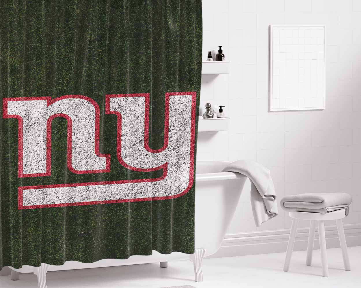 Green New York Giants Logo Bathroom Shower Curtain Fabric Waterproof | 66 X 72 Inch