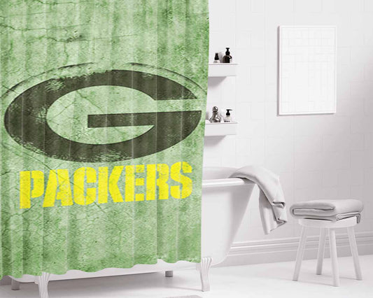 Green Packers Green Wall Bathroom Shower Curtain Fabric Waterproof | 66 X 72 Inch