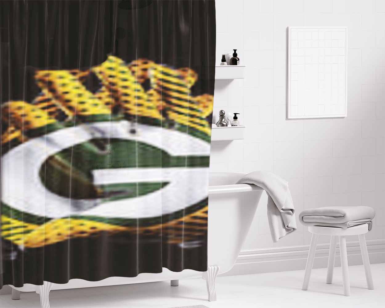 Greenbay Packers Bathroom Shower Curtain Fabric Waterproof | 66 X 72 Inch