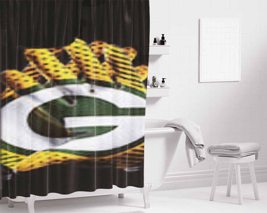 Greenbay Packers Bathroom Shower Curtain Fabric Waterproof | 66 X 72 Inch
