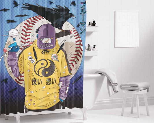 Hakai Ip Lobato Baseball Bathroom Shower Curtain Fabric Waterproof | 66 X 72 Inch