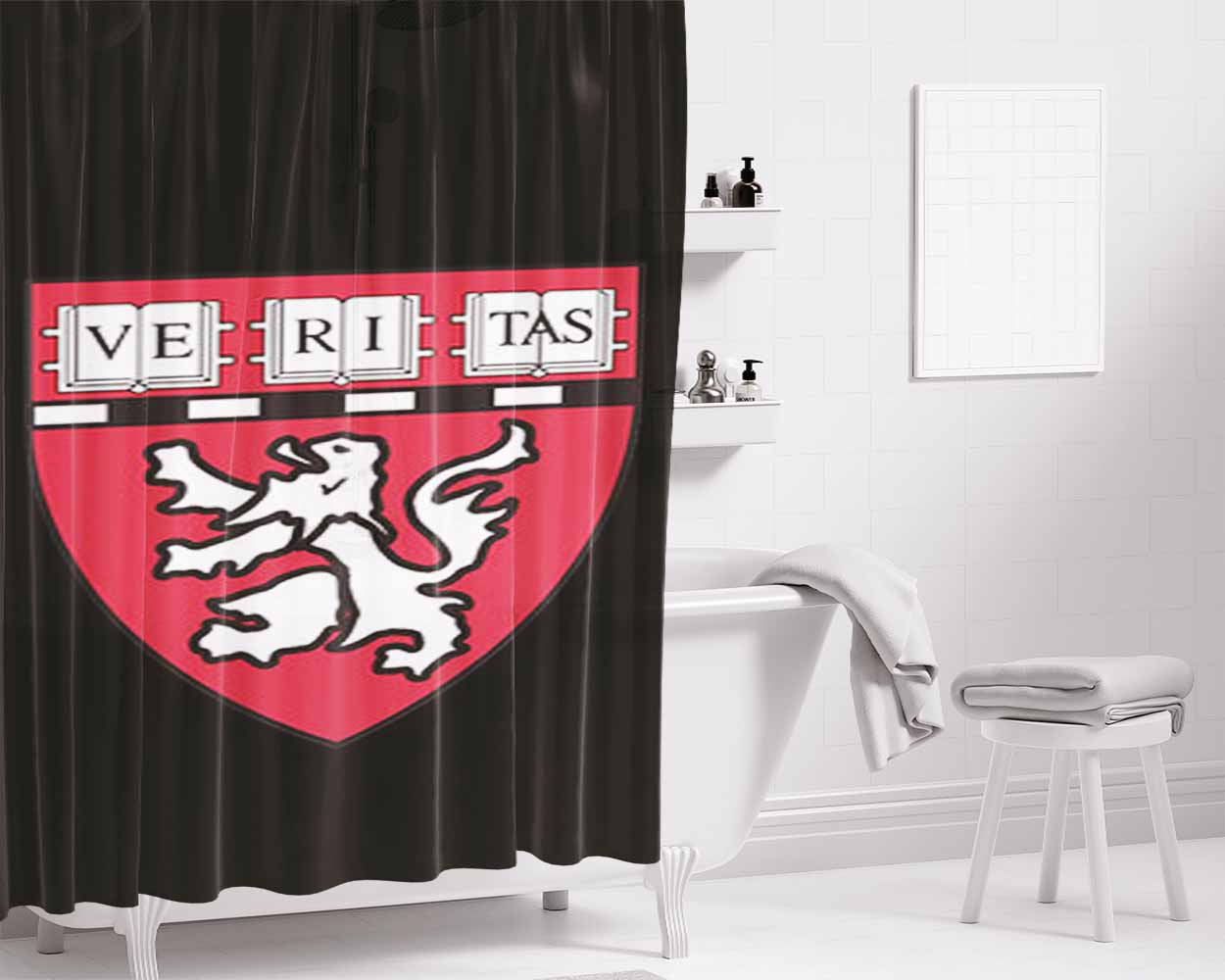 Harvard Med Logo Bathroom Shower Curtain Fabric Waterproof | 66 X 72 Inch