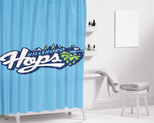 Hillsboro Hops Baseball Logo Blue Bathroom Shower Curtain Fabric Waterproof | 66 X 72 Inch