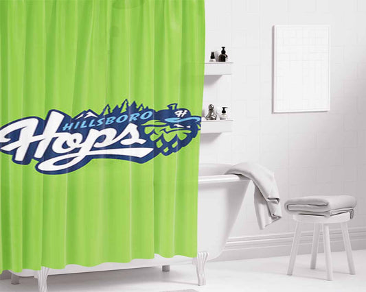 Hillsboro Hops Baseball Logo Gren Bathroom Shower Curtain Fabric Waterproof | 66 X 72 Inch