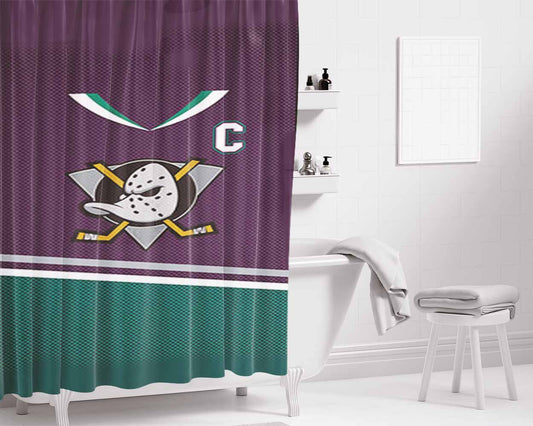 Hockey Logo Bathroom Shower Curtain Fabric Waterproof | 66 X 72 Inch