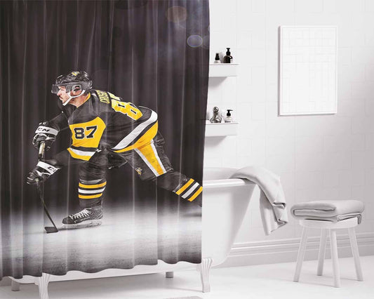 Hockey Player Nhl Bathroom Shower Curtain Fabric Waterproof | 66 X 72 Inch