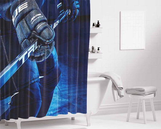 Hockey Stick Nhl Bathroom Shower Curtain Fabric Waterproof | 66 X 72 Inch