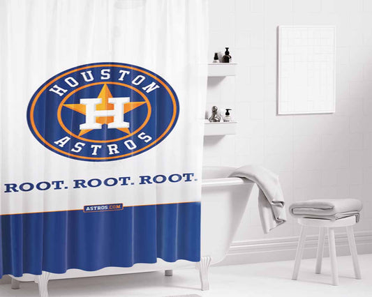 Houston Astros Art Bathroom Shower Curtain Fabric Waterproof | 66 X 72 Inch