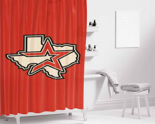 Houston Astros Baseball Logo Bathroom Shower Curtain Fabric Waterproof | 66 X 72 Inch