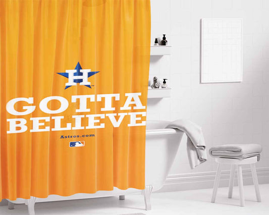 Houston Astros Gotta Believe Bathroom Shower Curtain Fabric Waterproof | 66 X 72 Inch
