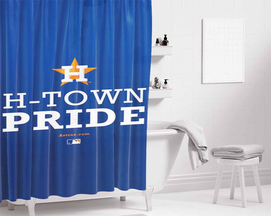 Houston Astros H Town Pride Bathroom Shower Curtain Fabric Waterproof | 66 X 72 Inch
