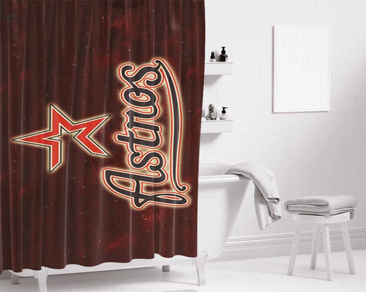 Houston Astros In Galaxy Bathroom Shower Curtain Fabric Waterproof | 66 X 72 Inch