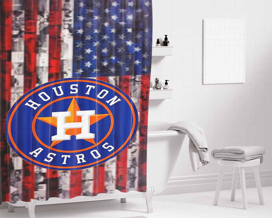 Houston Astros Logo 4 Bathroom Shower Curtain Fabric Waterproof | 66 X 72 Inch