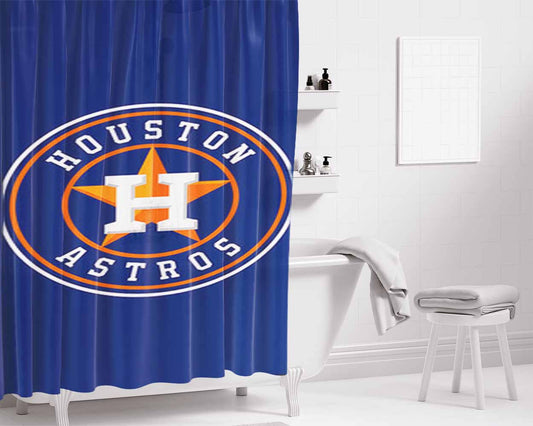 Houston Astros Logo Blue Bathroom Shower Curtain Fabric Waterproof | 66 X 72 Inch