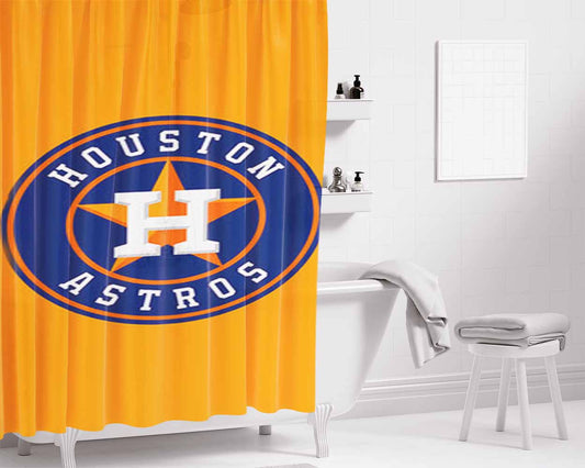 Houston Astros Logo Orange Bathroom Shower Curtain Fabric Waterproof | 66 X 72 Inch