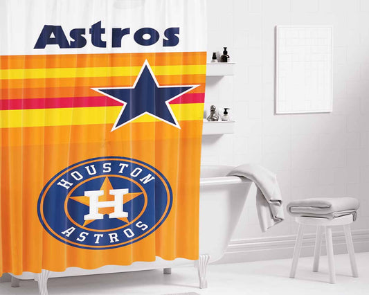 Houston Astros Mlb 4 Bathroom Shower Curtain Fabric Waterproof | 66 X 72 Inch