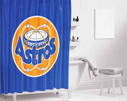 Houston Astros Primary Bathroom Shower Curtain Fabric Waterproof | 66 X 72 Inch