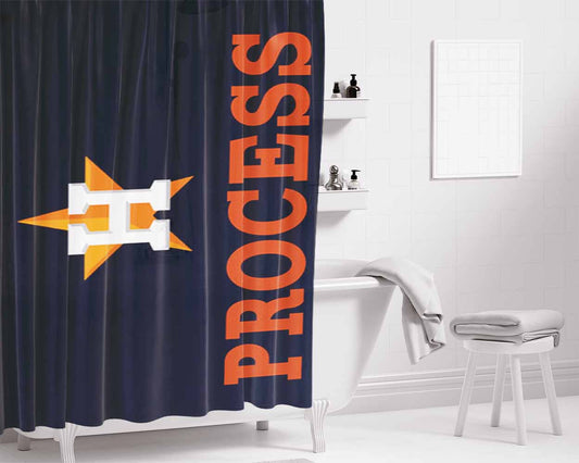 Houston Astros Process Bathroom Shower Curtain Fabric Waterproof | 66 X 72 Inch
