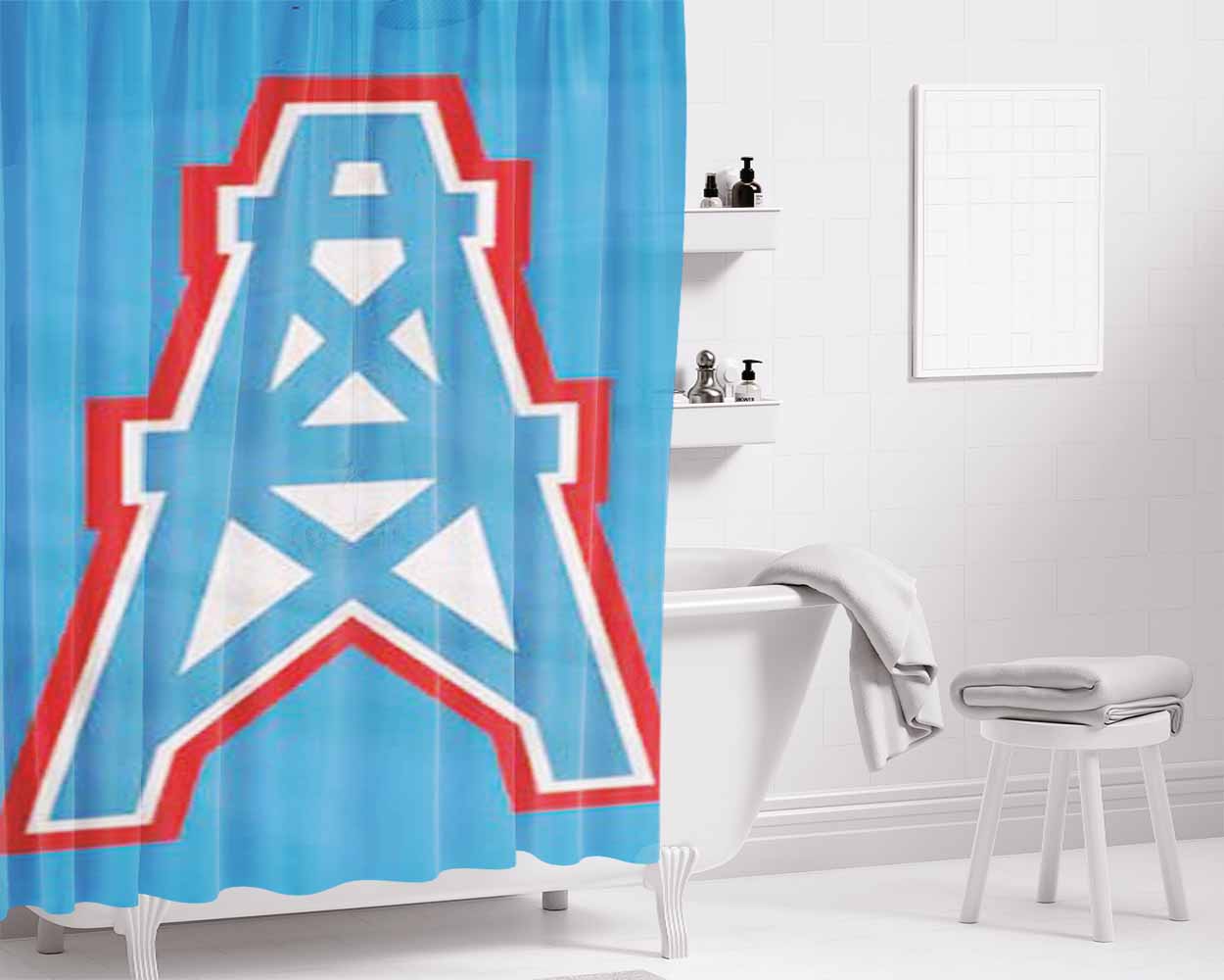Houston Oilers Jersey Logo Bathroom Shower Curtain Fabric Waterproof | 66 X 72 Inch