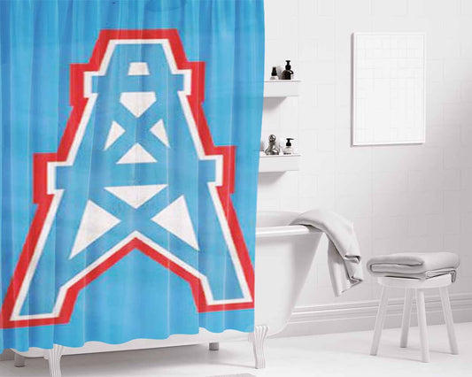 Houston Oilers Jersey Logo Bathroom Shower Curtain Fabric Waterproof | 66 X 72 Inch