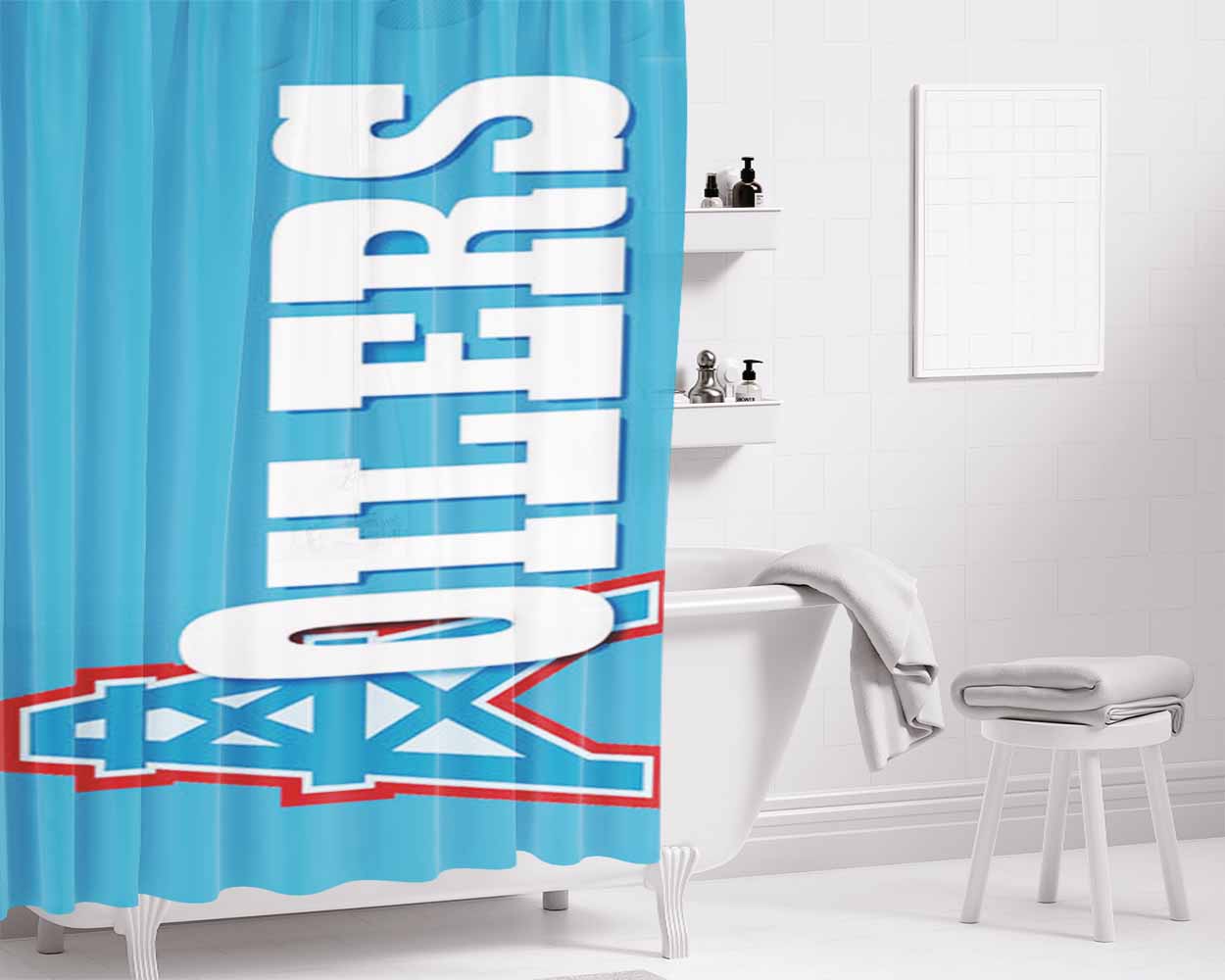 Houston Oilers Bathroom Shower Curtain Fabric Waterproof | 66 X 72 Inch