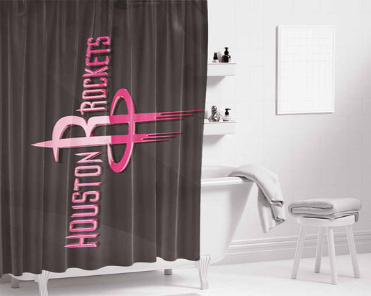 Houston Rockets 3D Bathroom Shower Curtain Fabric Waterproof | 66 X 72 Inch