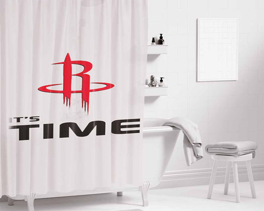 Houston Rockets Its Time Bathroom Shower Curtain Fabric Waterproof | 66 X 72 Inch