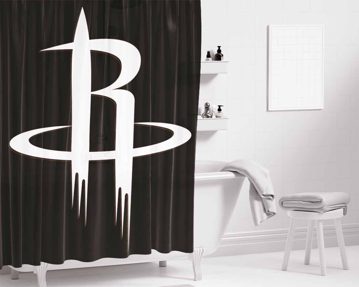 Houston Rockets Logo 2 Bathroom Shower Curtain Fabric Waterproof | 66 X 72 Inch