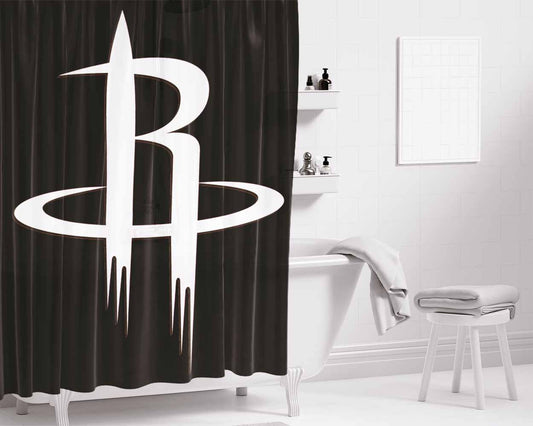 Houston Rockets Logo 2 Bathroom Shower Curtain Fabric Waterproof | 66 X 72 Inch