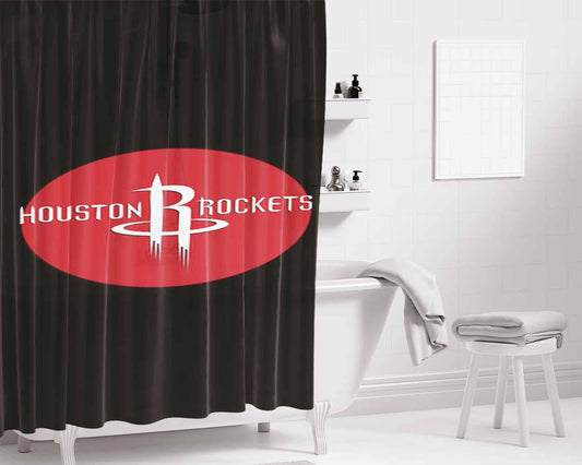 Houston Rockets Logo Bathroom Shower Curtain Fabric Waterproof | 66 X 72 Inch