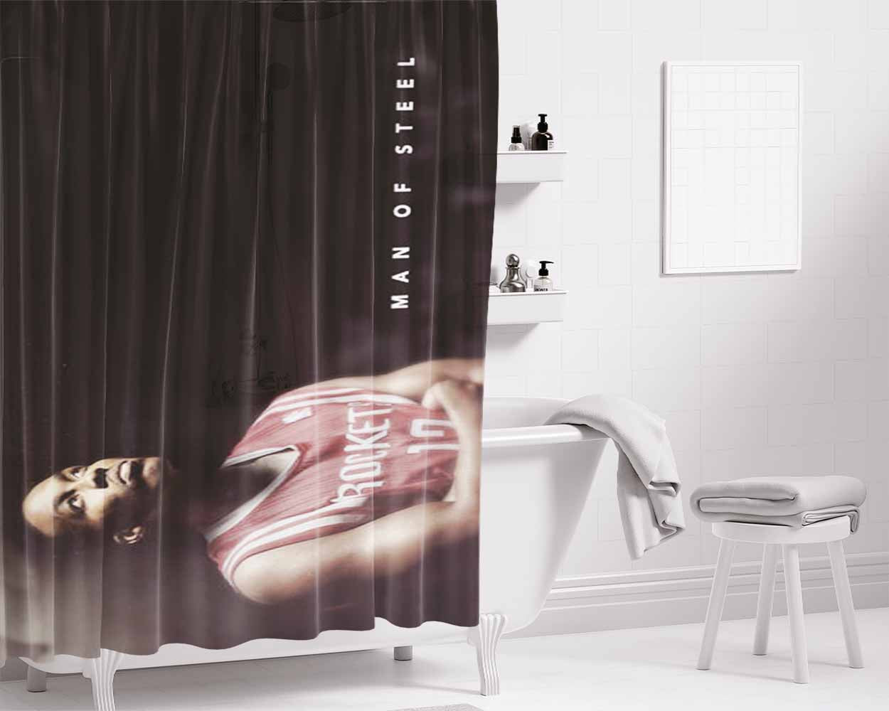 Houston Rockets Man Of Steel Bathroom Shower Curtain Fabric Waterproof | 66 X 72 Inch