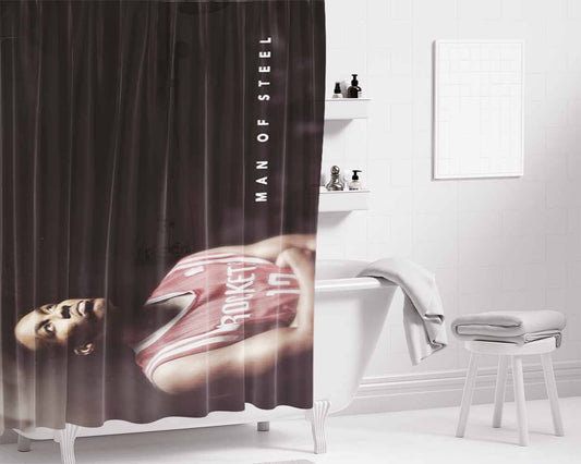 Houston Rockets Man Of Steel Bathroom Shower Curtain Fabric Waterproof | 66 X 72 Inch