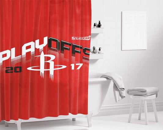 Houston Rockets Playoff 2017 Bathroom Shower Curtain Fabric Waterproof | 66 X 72 Inch